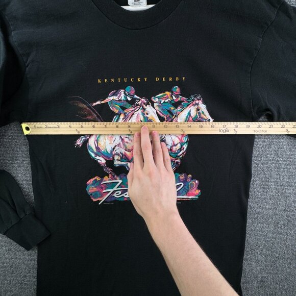 VTG 1997 Kentucky Derby Shirt Mens Large Crew Retro USA Made Barnhart Black - Picture 4 of 15